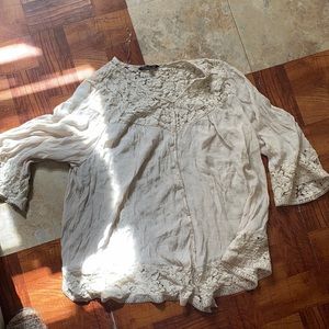 Linen mid length sleeve top